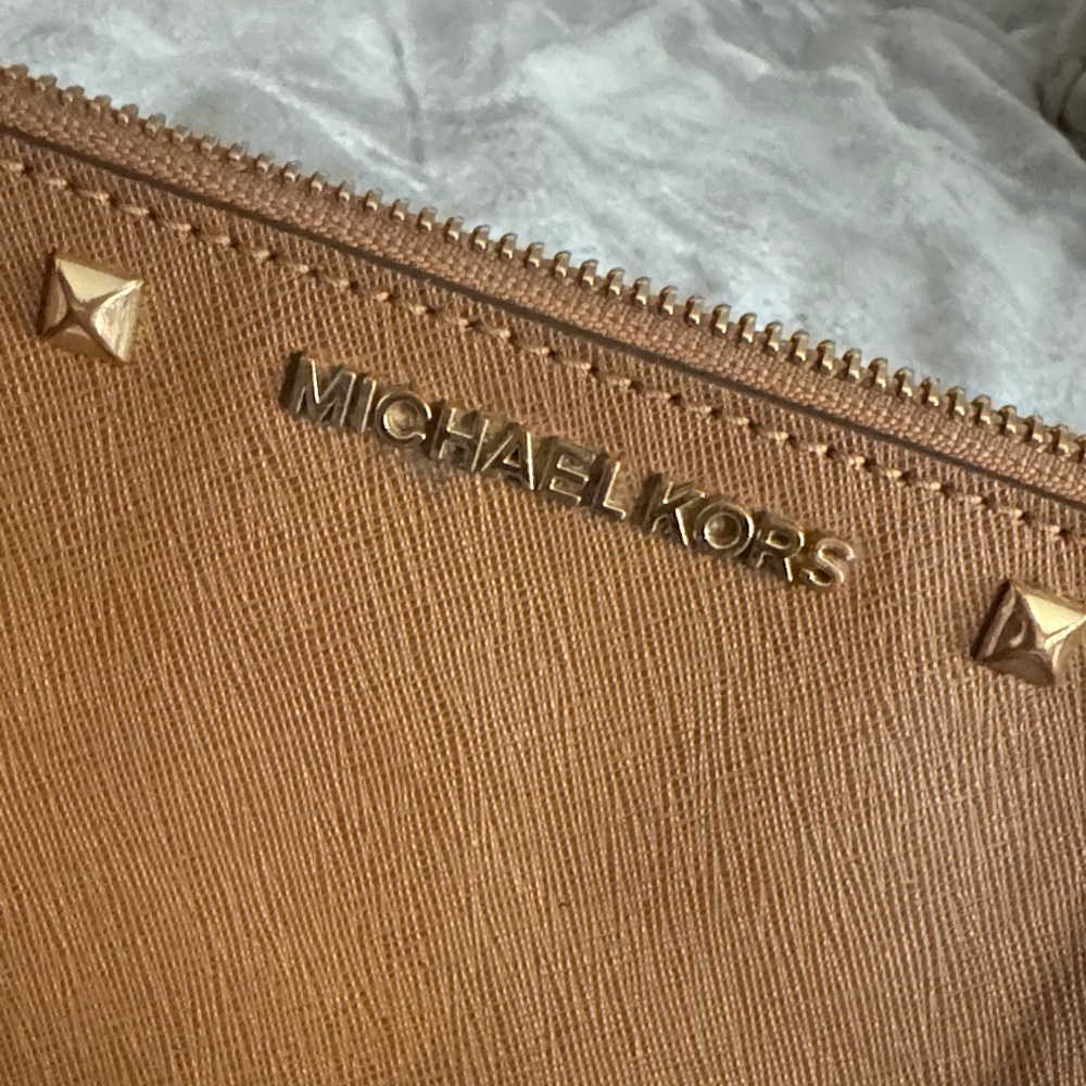 Michael Kors Tan Wristlet with Gold Accents - Picture 3 of 6